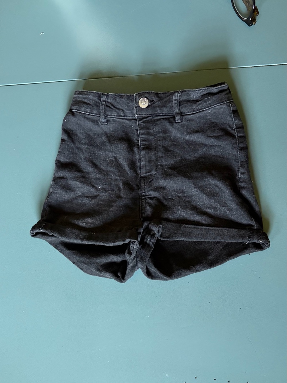 Divided Black High-Waist Rolled-Hem Shorts